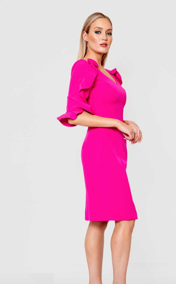 Posh | Vnk Dress W/ruff Sleeve