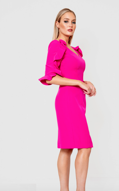 Posh | Vnk Dress W/ruff Sleeve