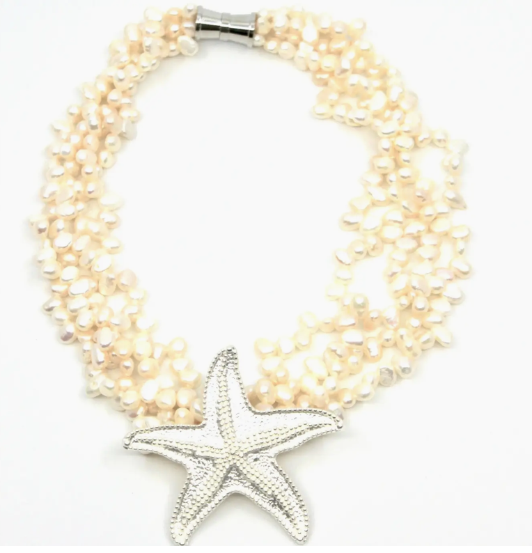 Sea Lily | Freshwater Pearls W/starfish