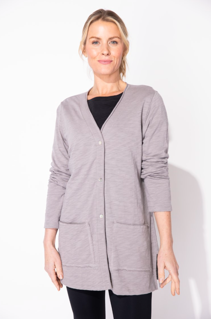 Escape By Hab | Cotton Slub Roll Front Pocket Cardigan