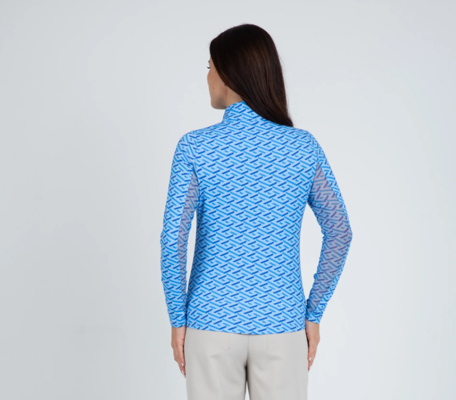 Ibkul | Long Sleeve Zip Mock Neck Top