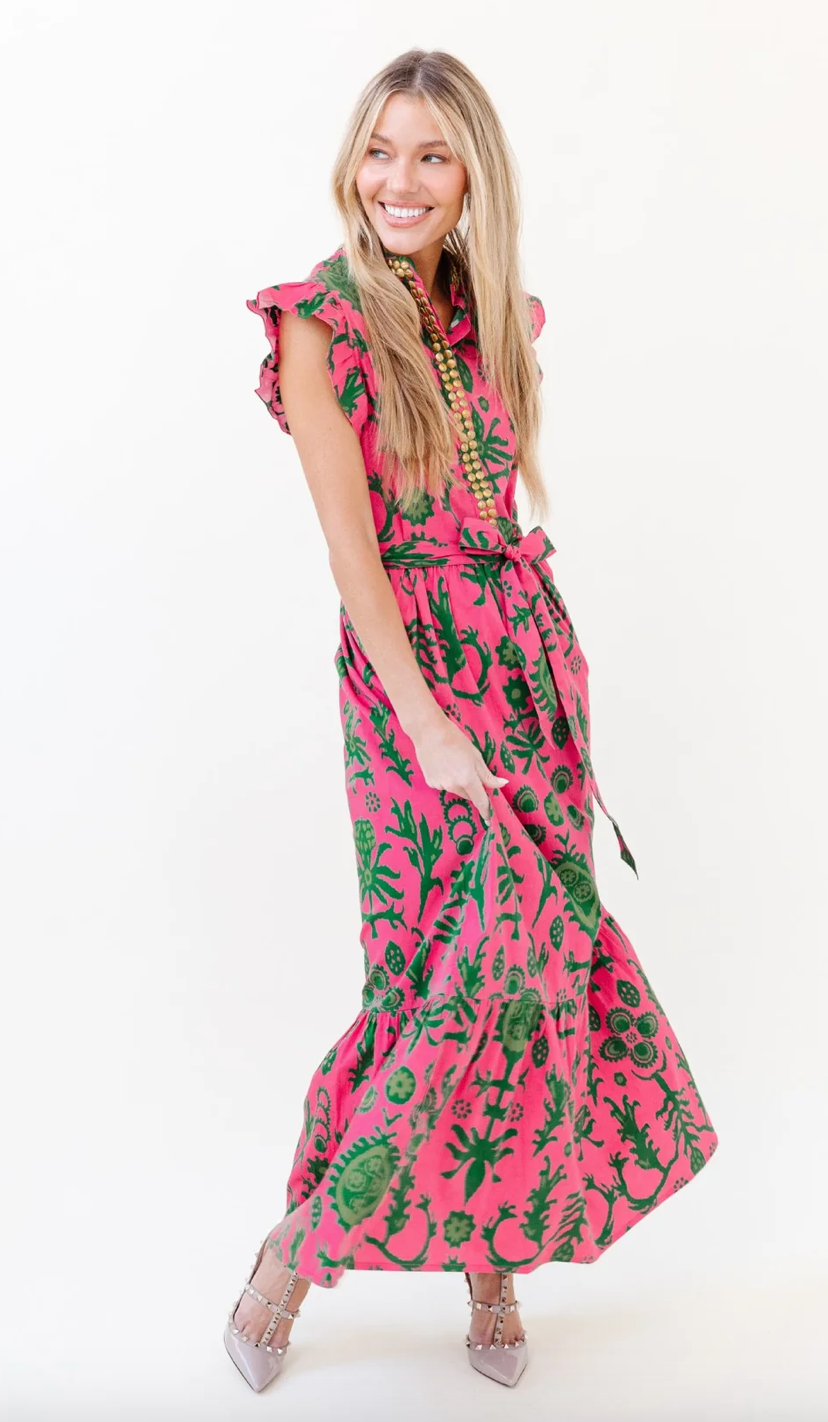 Sheridan French | Taylor Dress - Watermelon Floral Watermelon Ikat