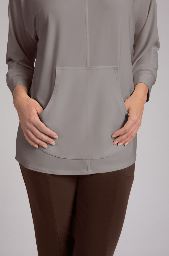 Sympli | Funnel Neck Pullover W/ Kangaroo pocket