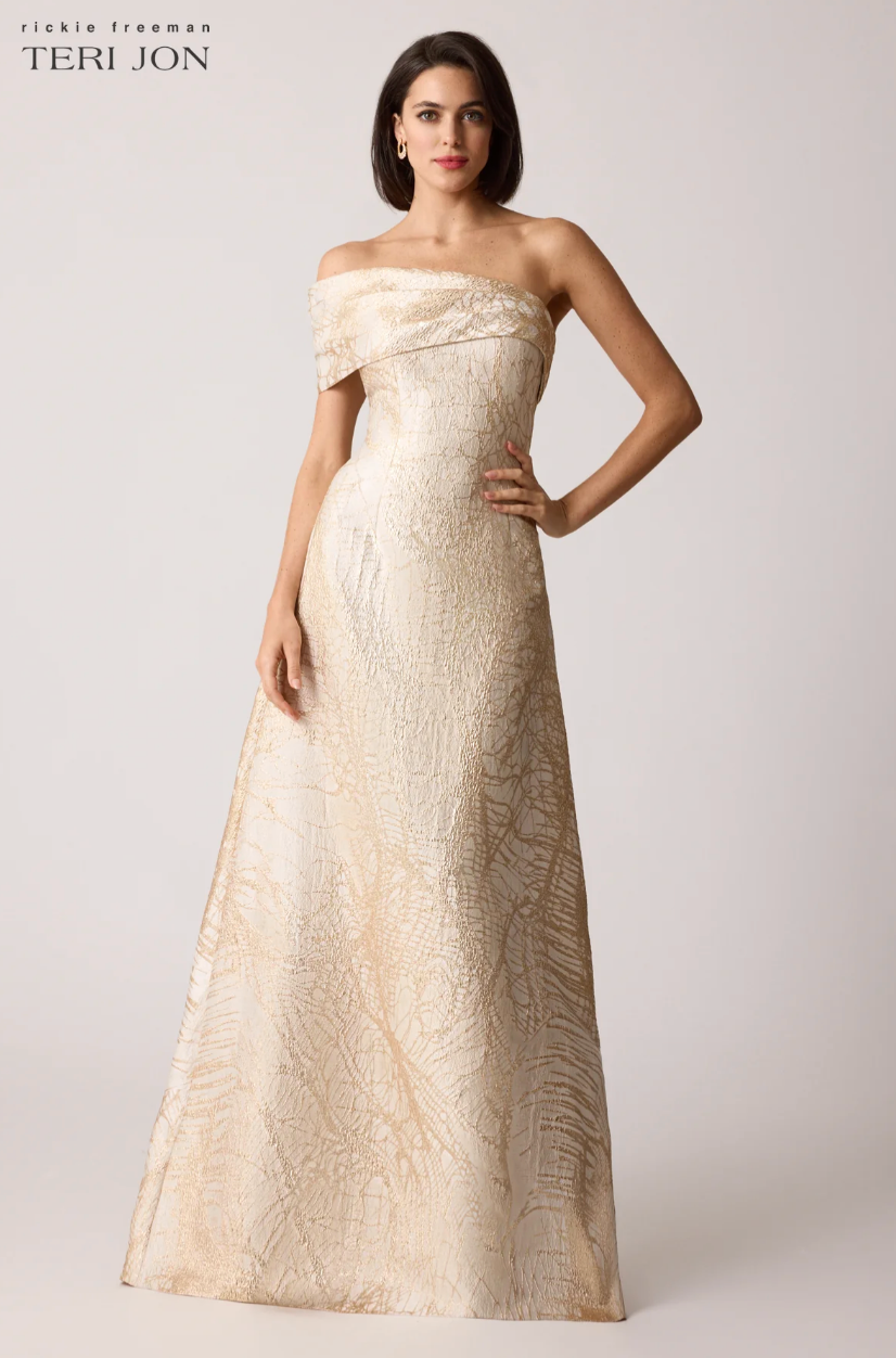 Teri Jon | One-sholder Jacquard Gown