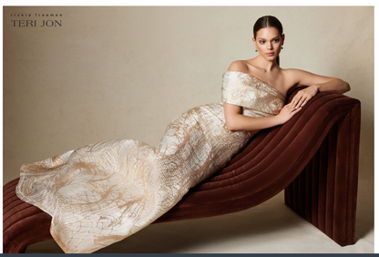 Teri Jon | One-sholder Jacquard Gown