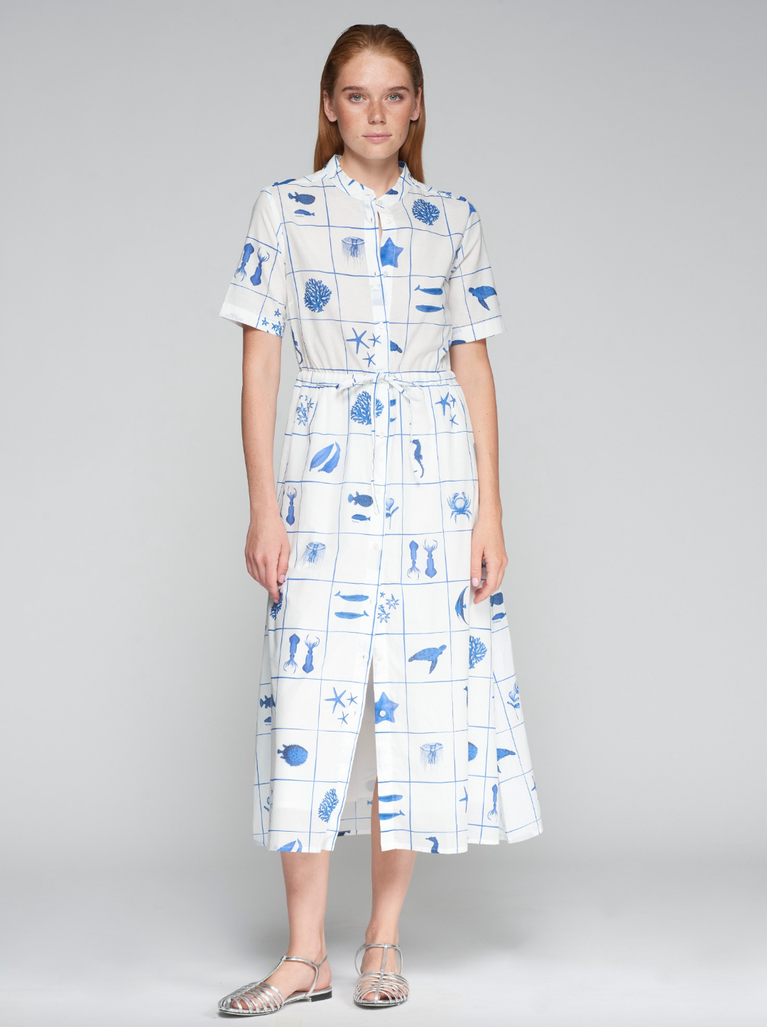 Vilagallo | Blue Marine Grid Dress