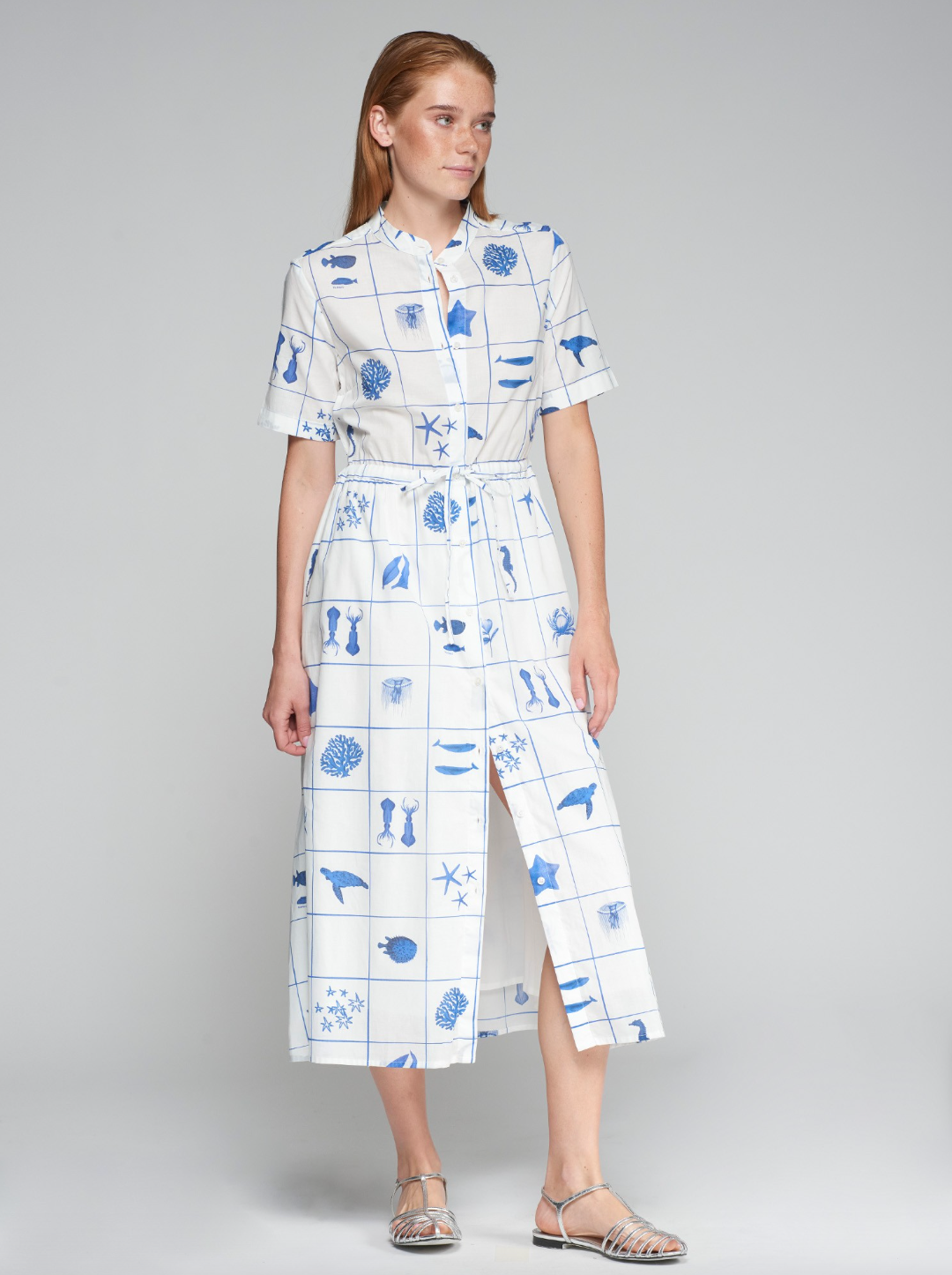 Vilagallo | Blue Marine Grid Dress