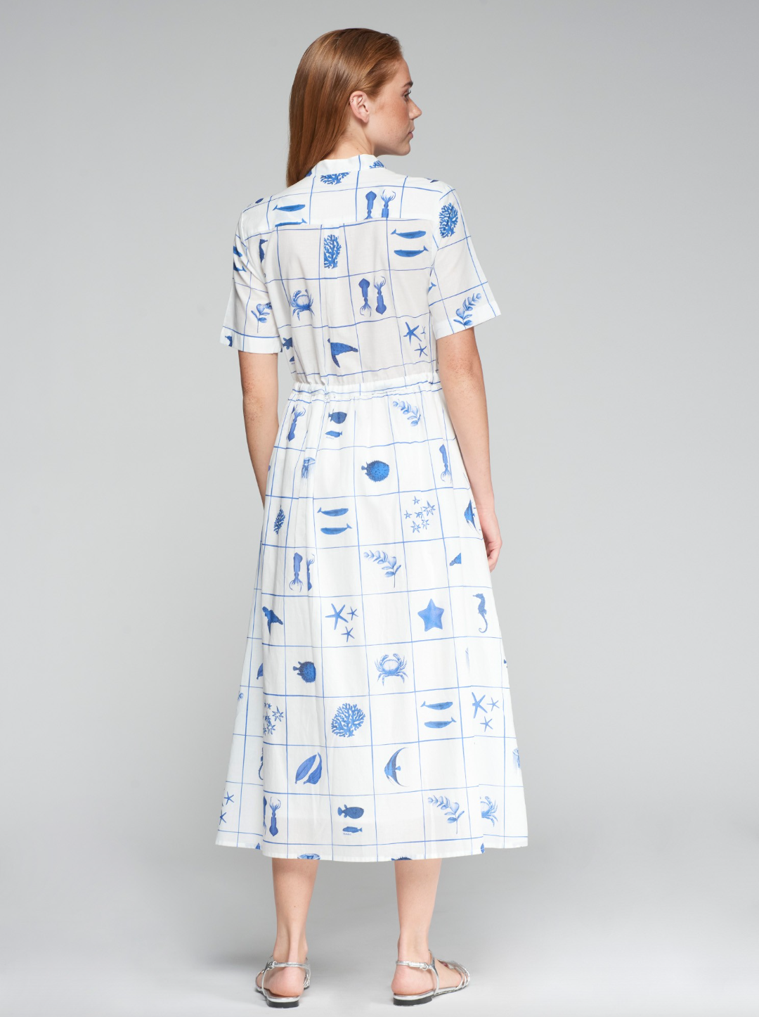 Vilagallo | Blue Marine Grid Dress