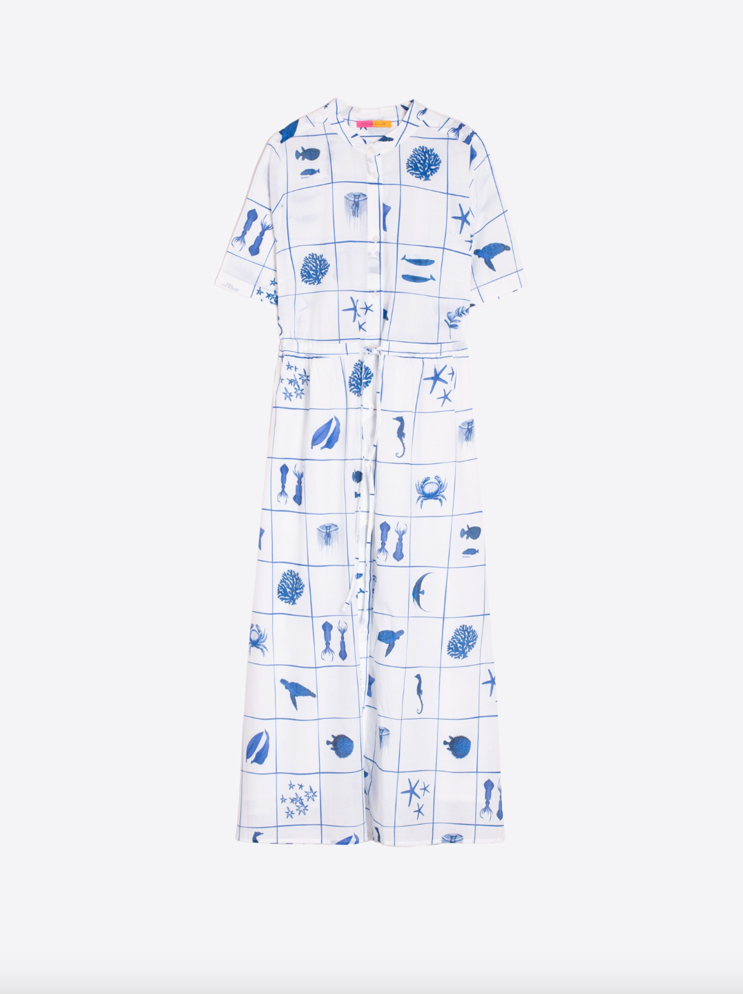 Vilagallo | Blue Marine Grid Dress