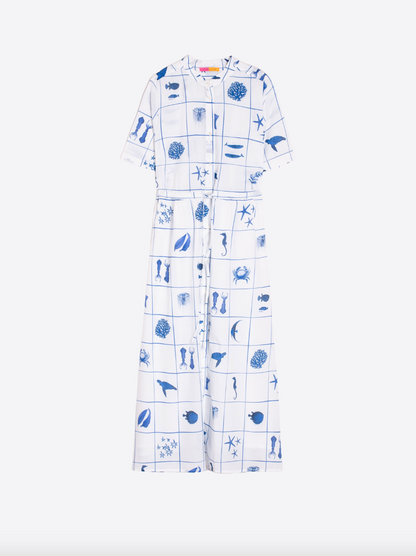 Vilagallo | Blue Marine Grid Dress