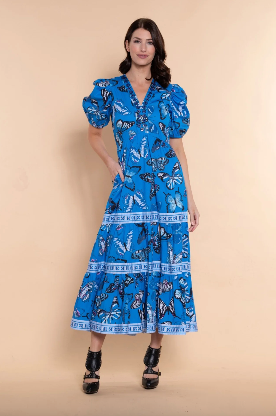 Sheridan French Margot Dress in sapphire, elegant sleeveless dress with flowing fabric and stylish design, perfect for summer occasions.
