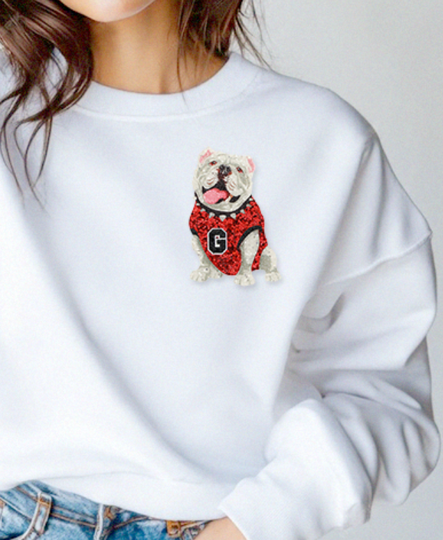 Golden Stella | Bulldog Sitting Glitter Brooch