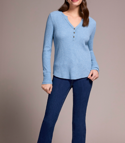 Tribal | Henley Top W/ Buttons -h Silve