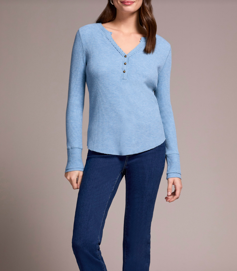 Tribal | Henley Top W/ Buttons -h Silve