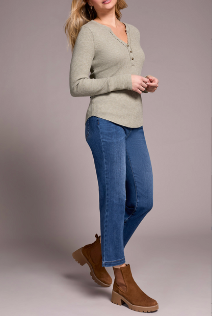 Tribal | Henley Top W/ Buttons -h Silve