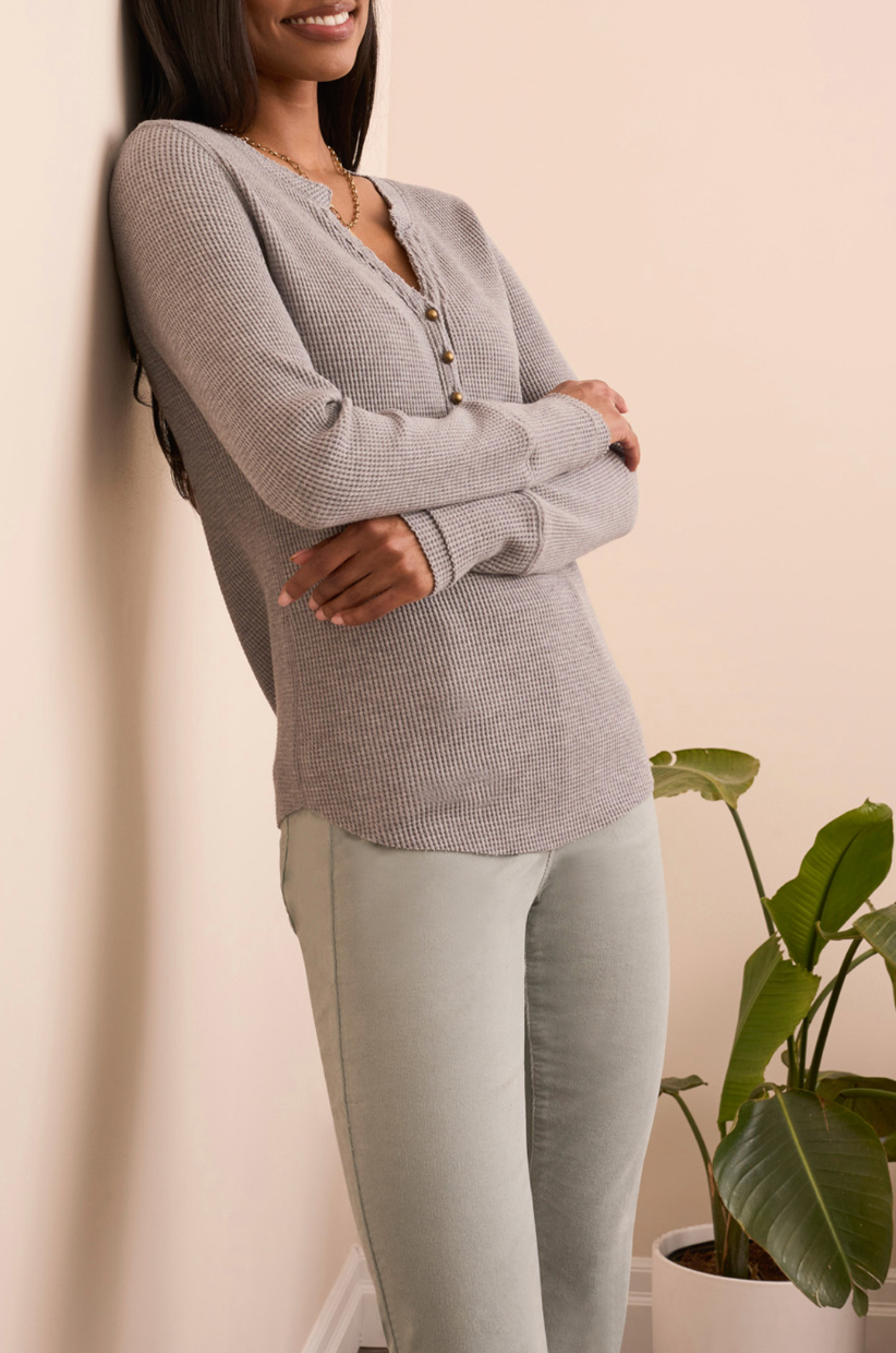 Tribal | Henley Top W/ Buttons -h Silve