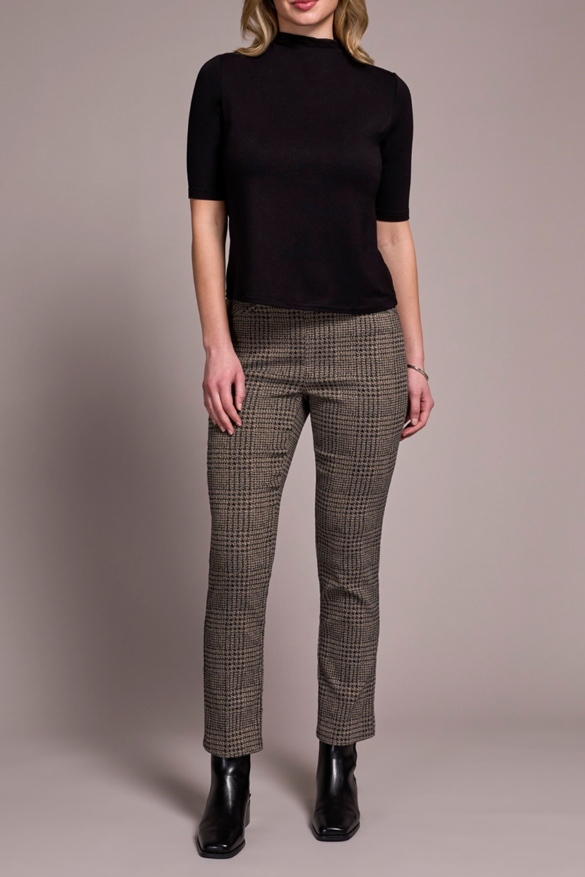 Tribal | Funnel Nk Elbow Slv Knit Top -