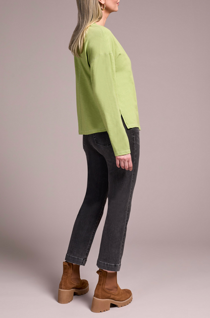 Tribal | L/s V Neck Top W/flatlock-mist