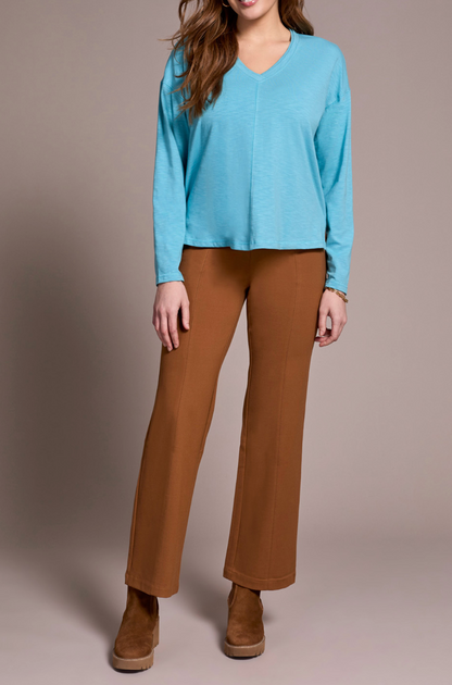 Tribal | L/s V Neck Top W/flatlock-mist