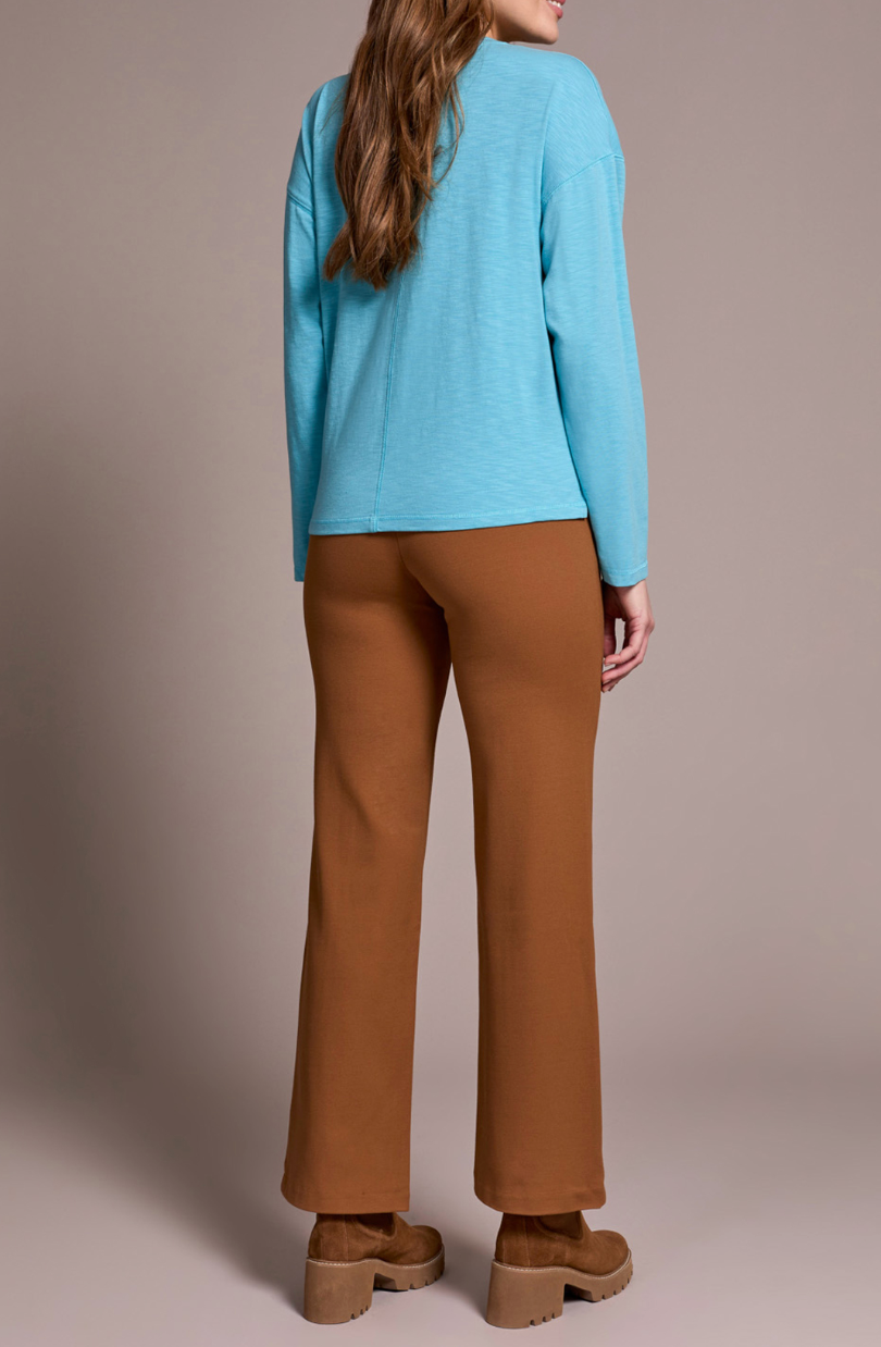 Tribal | L/s V Neck Top W/flatlock-mist