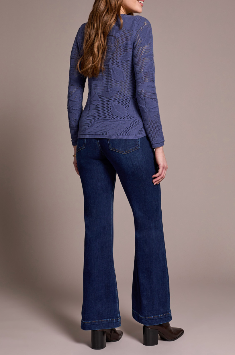 Tribal | Long Sleeve Boat Neck Sweater - Marine - Evelyne Talman