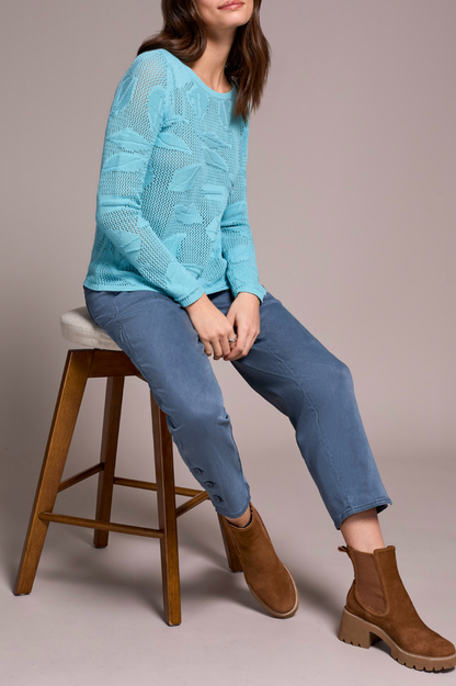 Tribal | L/s Boat Neck Sweater-marine