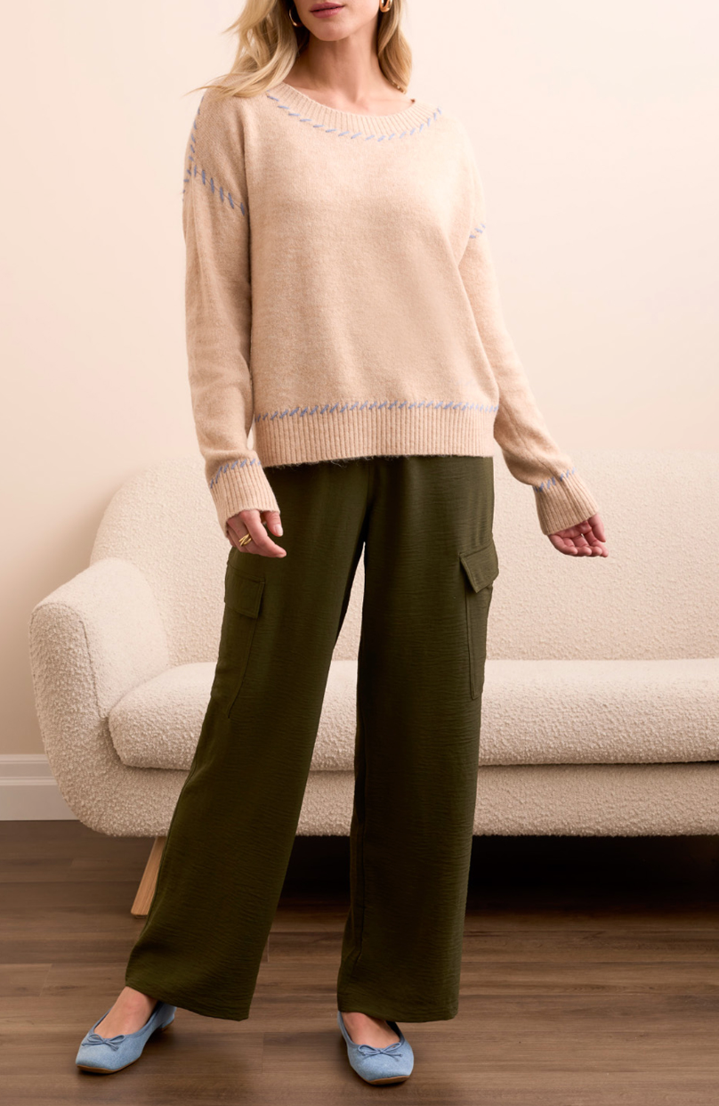 Tribal | L/s Crew Nk Sweater-h Sandston