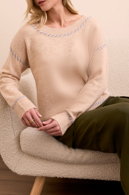 Tribal | L/s Crew Nk Sweater-h Sandston