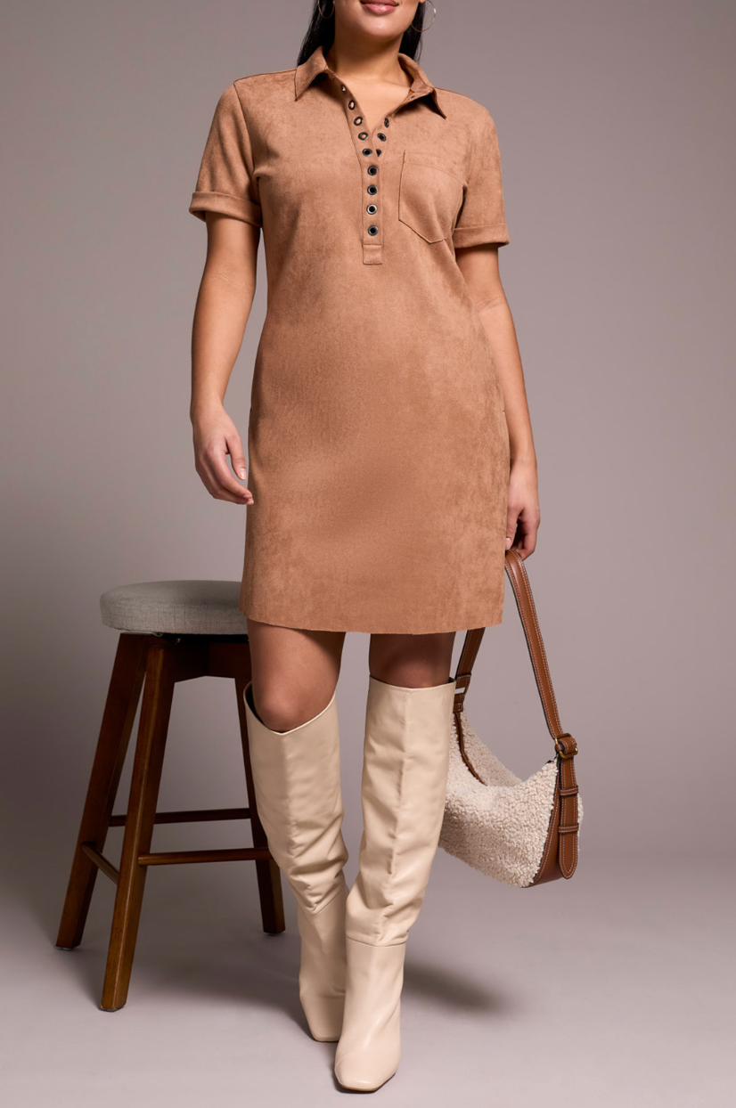 Tribal | S/s Dress W/ Frt Eyelet Dtl &amp;