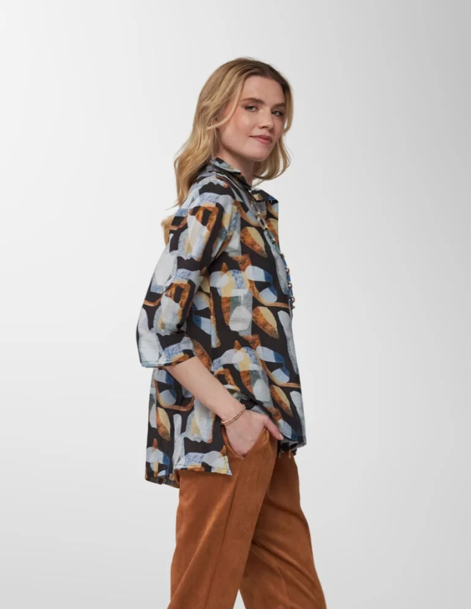 Too Fan | Wire Collar Shirt - Brown/blue