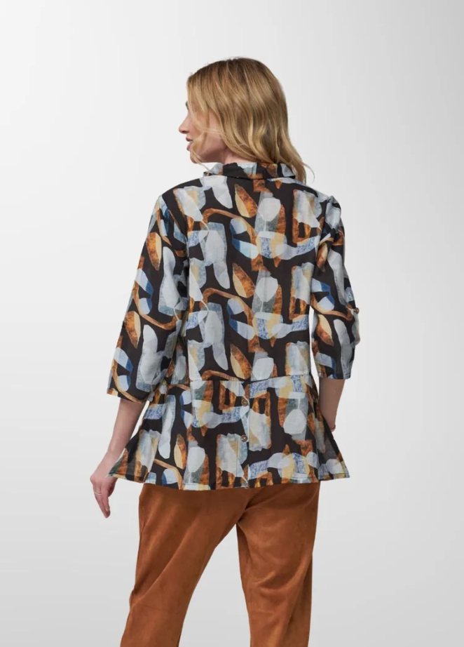 Too Fan | Wire Collar Shirt - Brown/blue