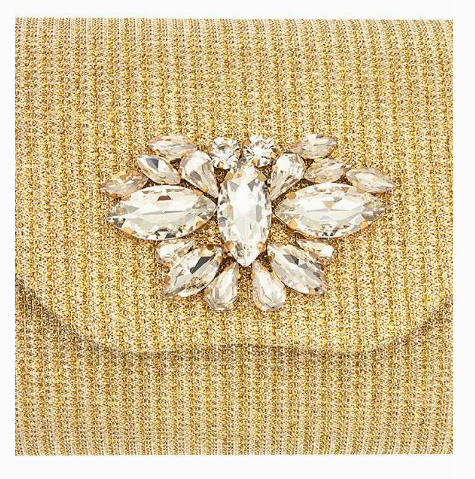 ANB FASHION crystal gem evening bag with sparkling embellishments and a sleek handle, perfect for formal occasions.