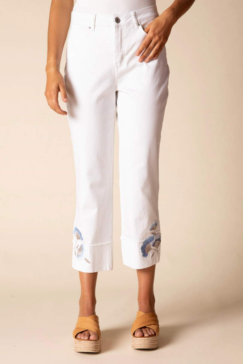 Stretch Denim Embro Cuff Pant