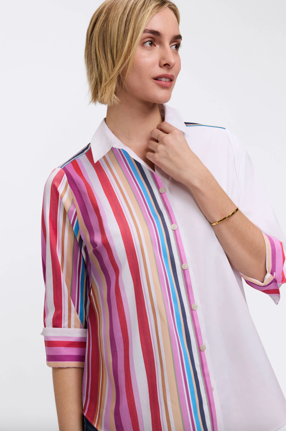 FOXCROFT Charlie Stripe Blouse, stylish women&