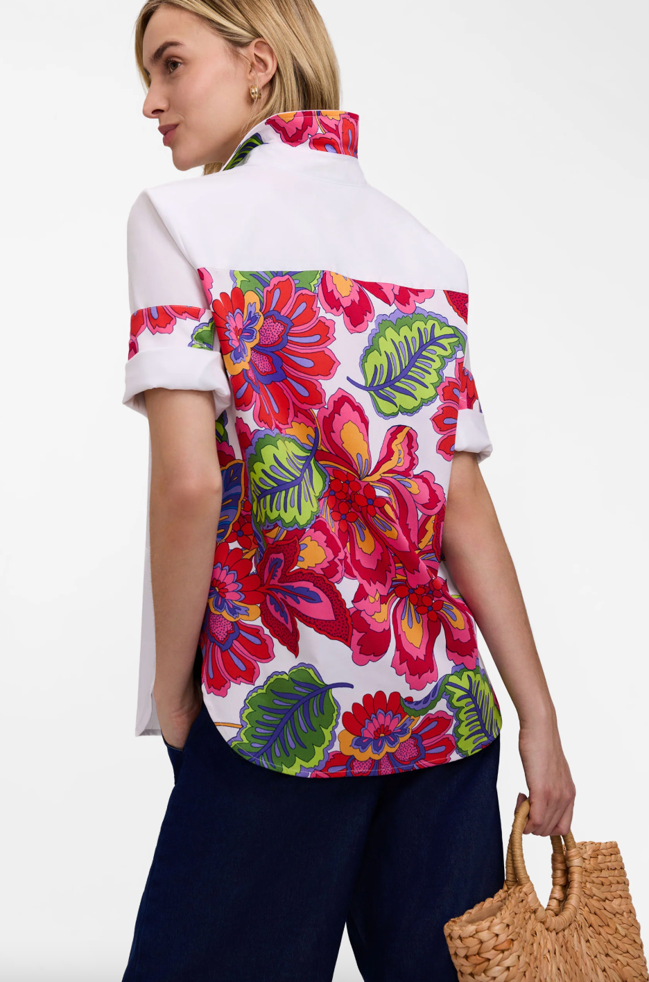 FoXCROFT Megan 3/4 blouse, stylish tops with a relaxed fit, featuring 3/4 sleeves and a soft, comfortable fabric.