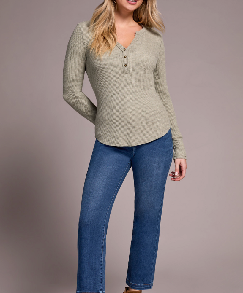 Tribal | Henley Top W/ Buttons -h Silve