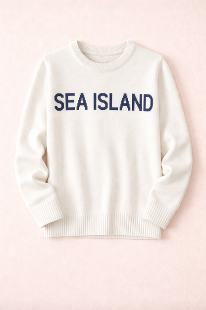 Pink Pineapple Classic Sea Island Sweater featuring a cozy crewneck in soft, textured fabric, perfect for casual wear.