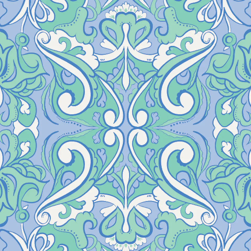 Up close print of Sheridan French Taylor Midi Dress in Seabreeze Coast