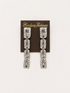 Silver Hammered Drop Clip-on Earrings pair of silver-tone drop earrings with rectangular clear crystal-like stones