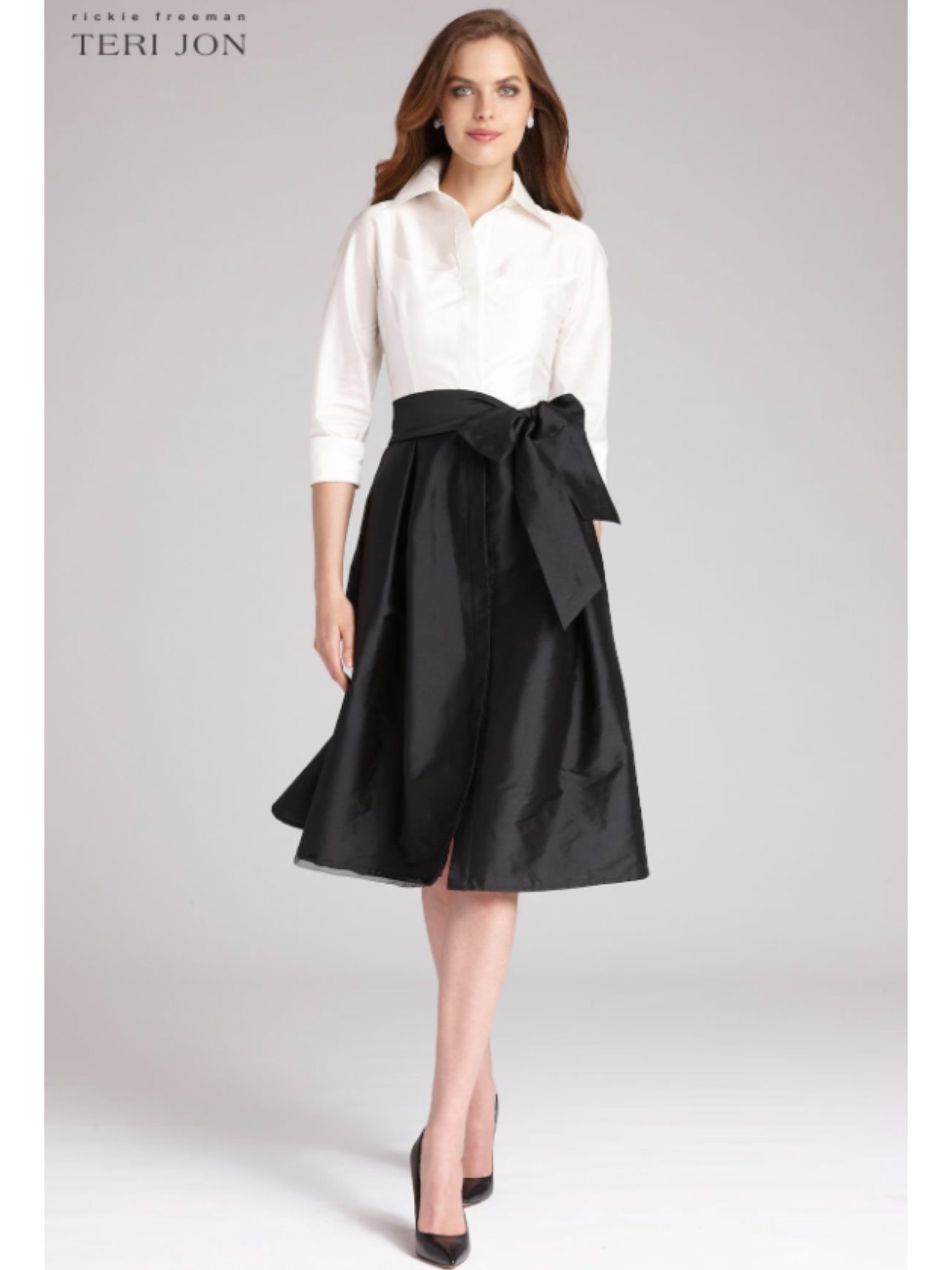 Teri Jon | B/w Shirt Dress