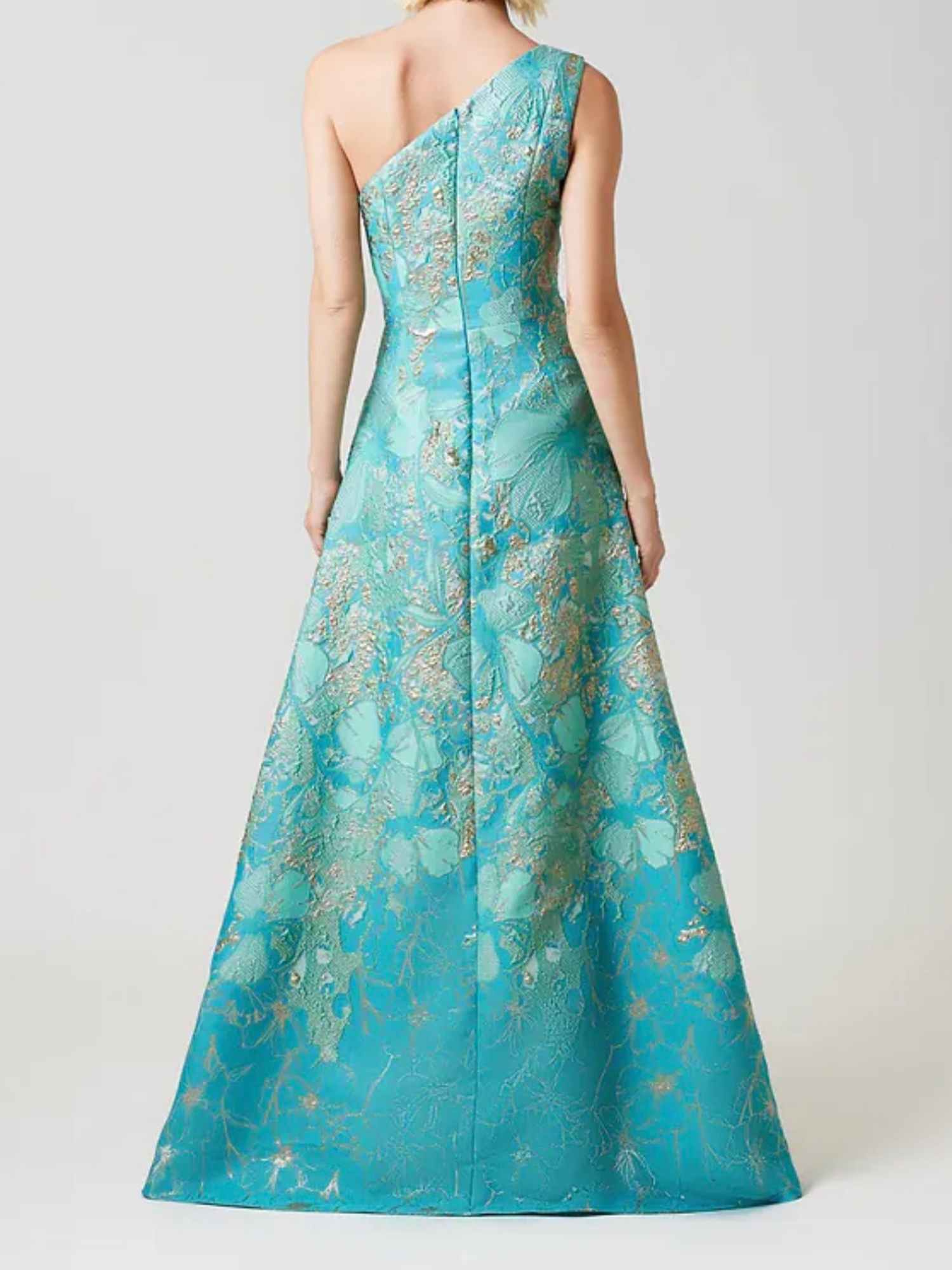 Teri Jon Metallic Jacquard Floral One Shoulder Gown Size 8 Teri Jon Metallic Jacquard Floral One Shoulder Gown Size 8