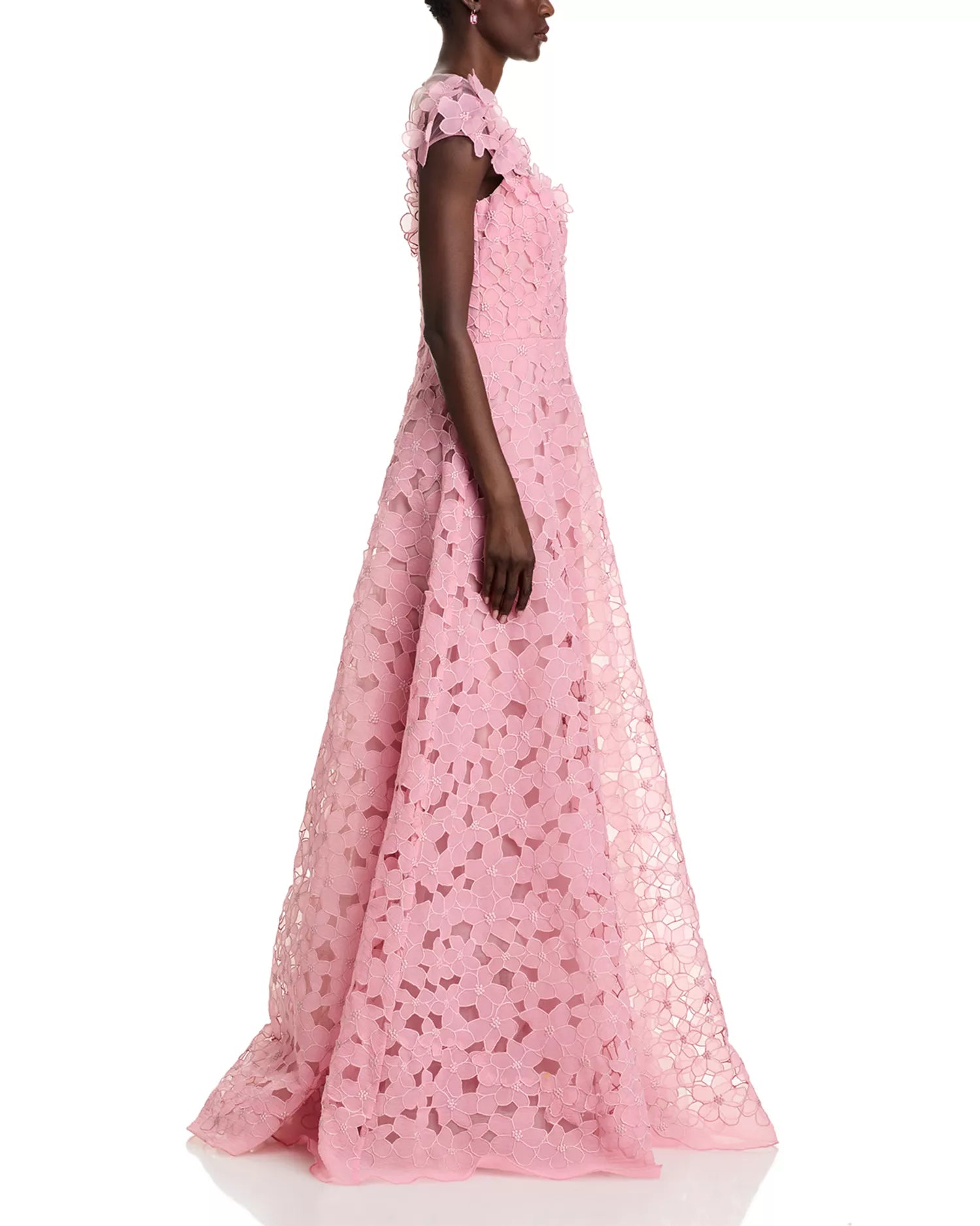 Pink lace dress Teri Jon Organza Floral Gown