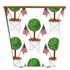 WHH Patriotic Topiary Cachepot Candle Orange and Clove Scent decorative design with potted plants, American flags, and white boxes