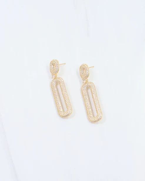 Williston CZ Pave Drop Earring WR Gold