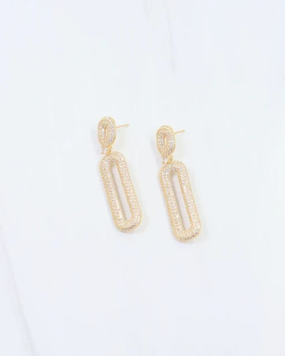 Williston CZ Pave Drop Earring WR Gold