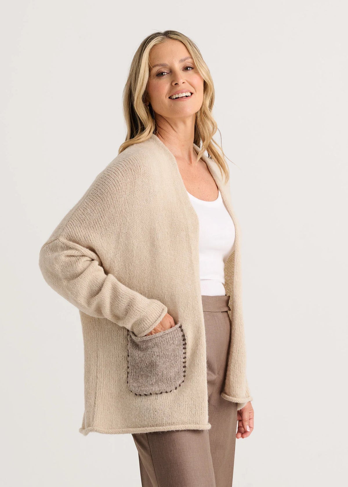 Taupe Eye Spy Cardigan