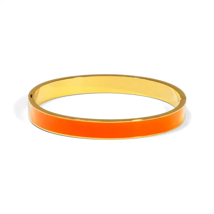 Zenzii Color Pop Bangle Gold bangle with orange exterior 