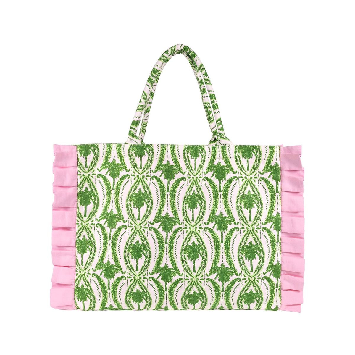 Ruffle Tote, Textured Palm Stripe