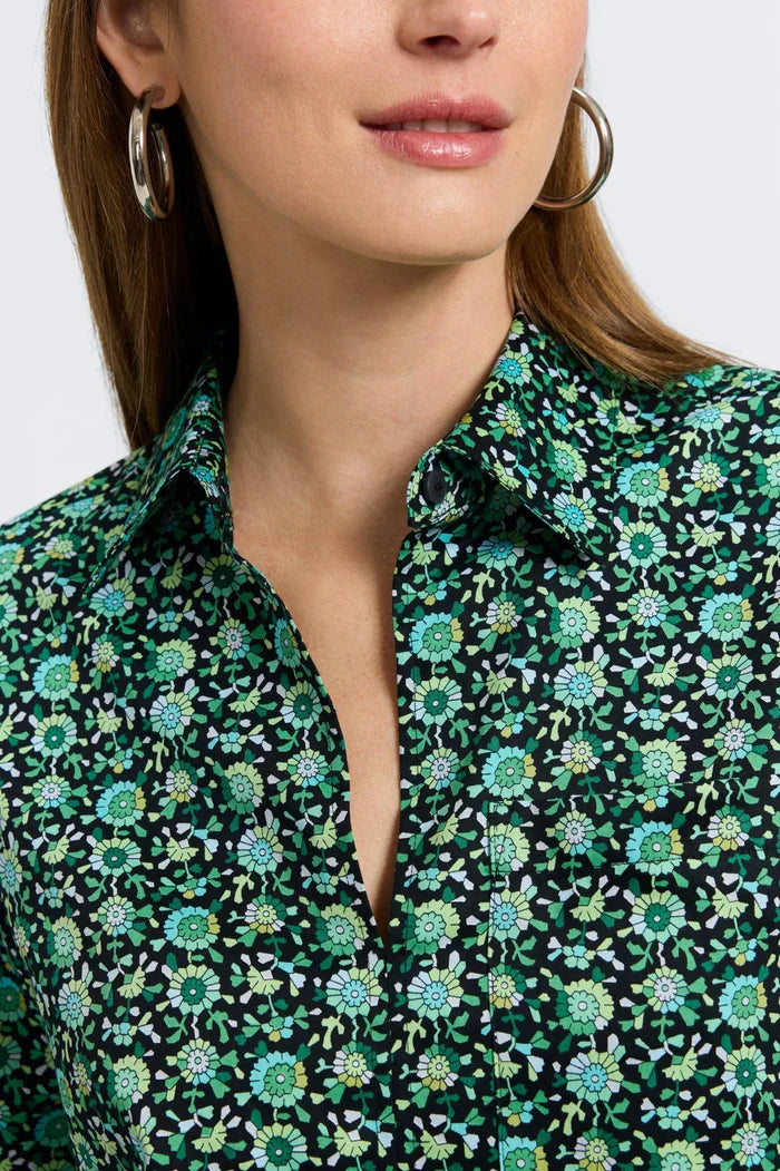 FOXCROFT Bella LS Top, stylish long-sleeve blouse in soft fabric, displayed on a neutral background.