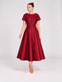 bigio Elegant Garnet Red Fit-and-Flare Midi Dress